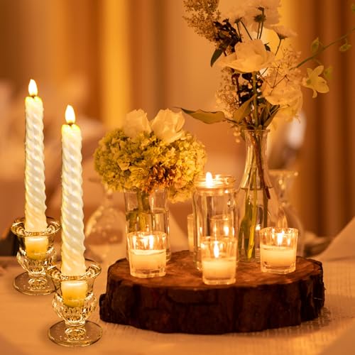 Gold Glass Taper Candle Holders Bulk Set 2.5 Inch - Rustic Wedding Centerpiece