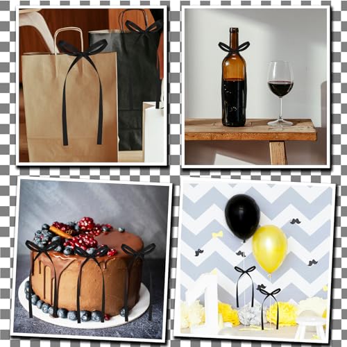 30Pcs Black Ribbon Cake Toppers for Halloween & Party Decorations - Bow Cake Decor