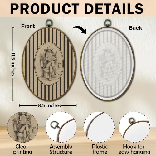 Western Cowgirl Oval Wall Art Decor - 11x8.5 Inch Framed Wall Hanging