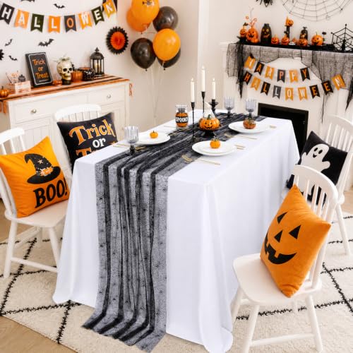 Halloween Spider Web Table Runner 29x120 Inch Black Tulle Decor - Variation of This Listing