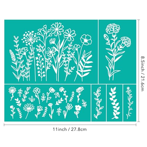 Silkscreen Stencil Reusable Self-Adhesive Pattern for Wood Fabric Wall Decor - Blooming Flowers