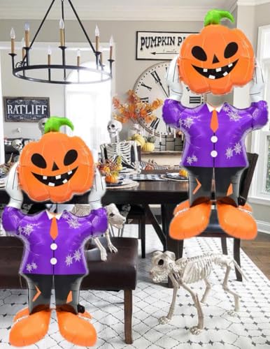 Halloween Skeleton Balloon Set - Spooky Pumpkin Head & Skull Man Decorations