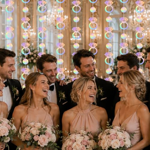 Iridescent Bachelorette Ring Garland Set - 16.5ft Party Decor