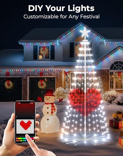 6ft Outdoor Prelit Christmas Tree with 47 Color-Changing LED Lights & App Control