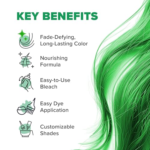 Splat Neon Green Semi Permanent Hair Dye Kit with Bleach & Application - Vibrant Color