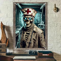 Halloween Zombie Nurse Window Banner 31x47 Inch - Spooky Medical Scene - Colorful Variation 8