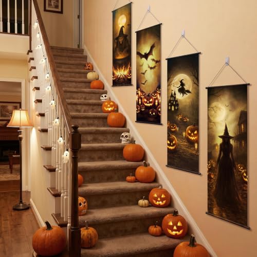 Halloween Spooky Witch Pumpkin Banner Set - Indoor Holiday Decoration
