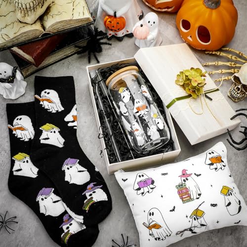 Ghost Reader Halloween Gift Set - Glass Cup, Socks & Cosmetic Bag - Variation of THIS listing