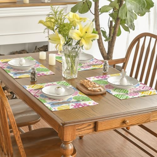 Easter Bunny Eggs Placemats Set of 4 - 12x18 Inch Beige Seasonal Table Decor