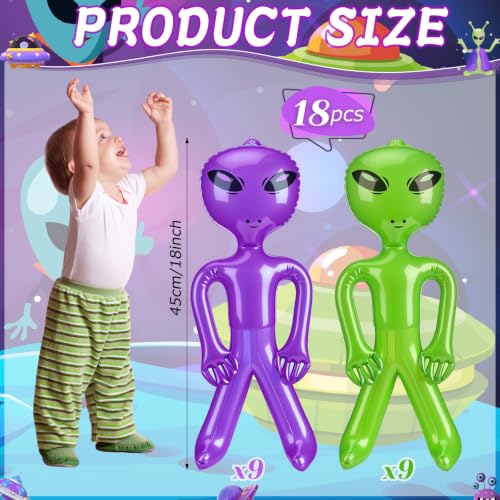 Halloween Alien Inflatable Balloons Set - Green and Purple, 18 Inches - Party Decorations & Photo Props