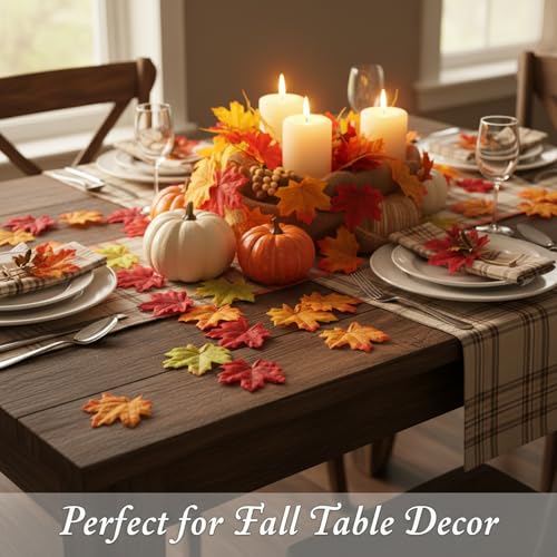 Artificial Fall Leaves 200 Pcs - Realistic Autumn Maple Leaf Decor for Crafts & Events