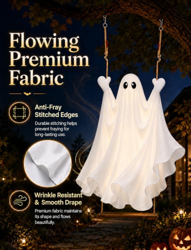 Halloween Swinging Ghost Outdoor Decor with Light and Remote Control