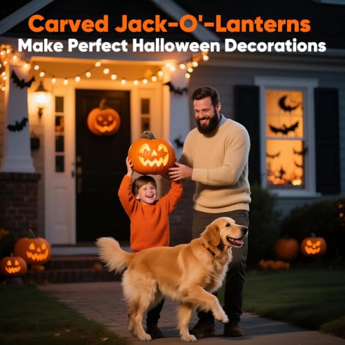 22-Piece Stainless Steel Pumpkin Carving Kit with Stencils & Storage Bag - Halloween DIY Tools