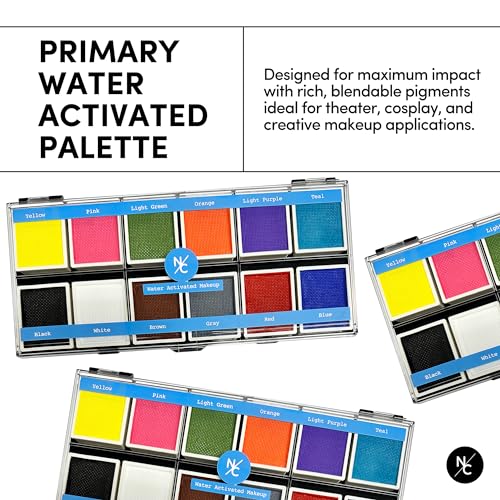 Vibrant Water-Activated Face & Body Makeup Palette - 12 Bold Colors Refillable