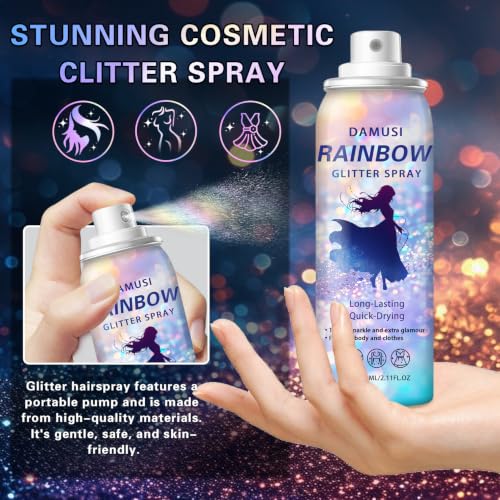 Pink Body Glitter Spray for Hair & Clothes - Shiny & Long-Lasting