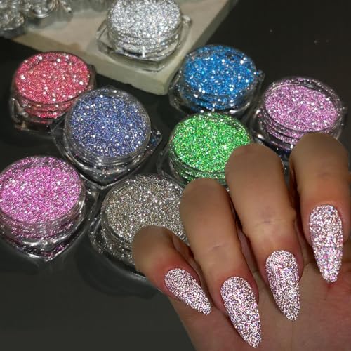 Reflective Glitter Powder Set - 8 Colors Diamond Nail Art Glitter - Sparkle & Shine