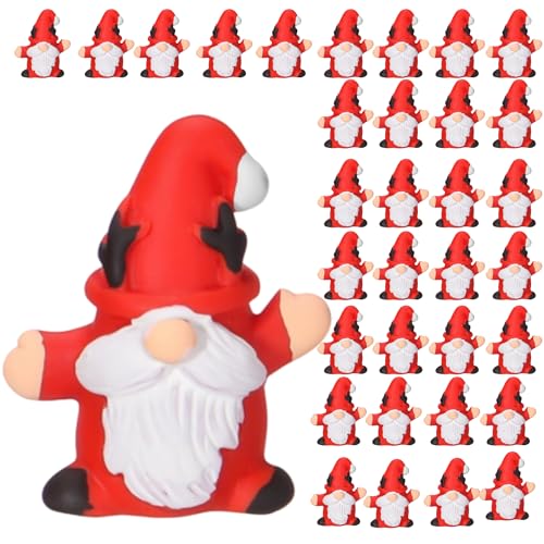 Mini Christmas Gnome Figurines with Deer - 60 Pcs Holiday Village Decorations