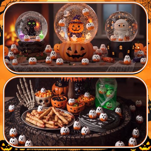 Mini Halloween Ghost Pumpkin Resin Decor Set - 50 Pieces for Crafts & Garden Displays