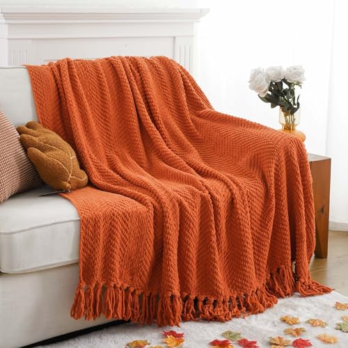 Burnt Orange Throw Blanket for Couch 50x60 Inches Cozy Soft Home Decor