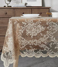 Golden Linen Rectangular Tablecloth 60 x 120 Inches with Lace Detailing - Warm Home Designs