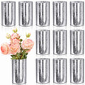 12-Pack Silver Glass Vases for Flower Centerpieces - 6 Inches Tall