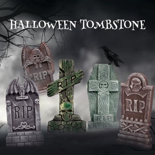 Halloween Foam Tombstones Set of 5 - Spooky Graveyard Decorations