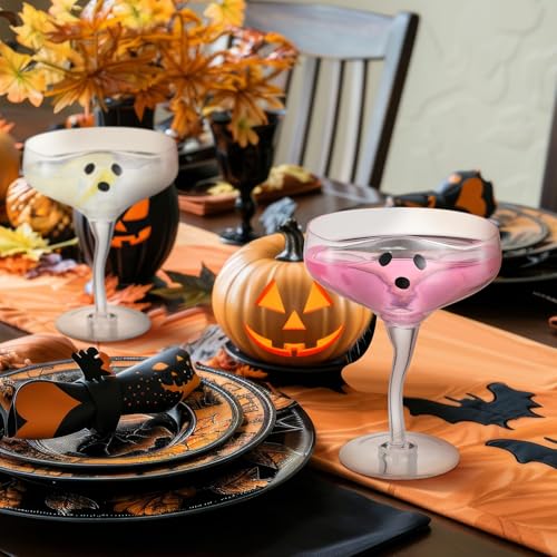 Ghost Martini Glasses - Clear 4-Piece Halloween Cocktail Cups 13 oz