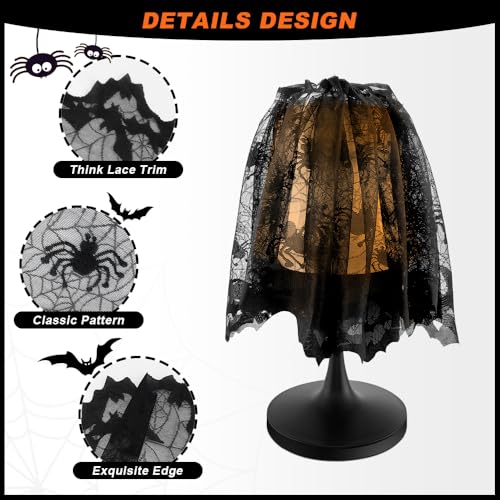 5 Pack Halloween Spider Web Lamp Shades - Black Lace, 60x20 Inch Indoor Decor