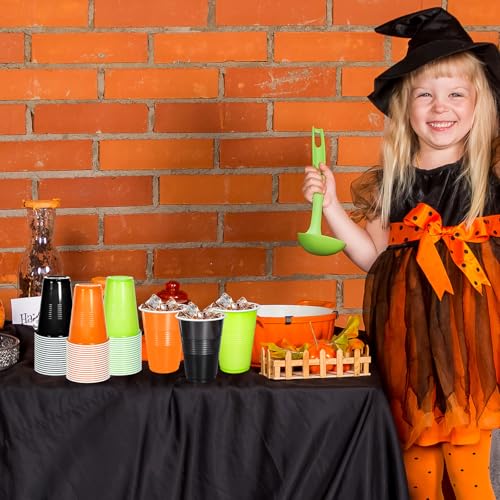Halloween 16oz Disposable Plastic Cups - Black, Orange, Green, Pack of 150