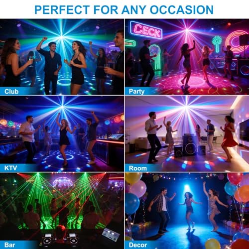 Disco Ball Party Lights with Remote Control - Sound Activated Rave Stage Lighting