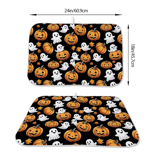 Halloween Ghost Pumpkin Dish Drying Mat 18 x 24 Inch Microfiber Absorbent Kitchen Decor - Variation of THIS listing
