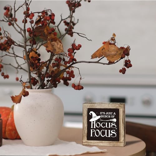 Funny Halloween Decor Sign - It's Just A Bunch Of Hocus Pocus Rustic Wooden Sign for Home - Variation: Hocus Pocus