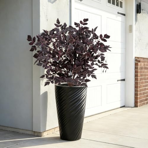 Fall Floral Stems - Deep Purple Artificial Cimicifuga Foliage for Halloween & Thanksgiving Decor - 30 Inch, 2 Pack