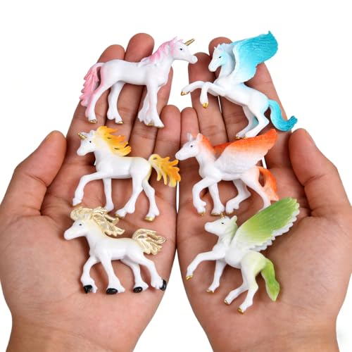 6 Pcs Unicorn Pegasus Model Figures Set for Cake Toppers & Decor