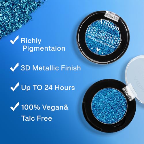Blue Glitter Eyeshadow - High Pigment Holographic Metallic Eye Shadow #30H Blue