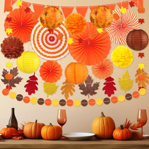 Autumn Fall Party Decorations Set - 18 Pieces for Thanksgiving & Seasonal Events