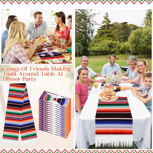 Newwiee 108 Pcs Mexican Party Decorations Set - Colorful Table Runner & Chair Sashes