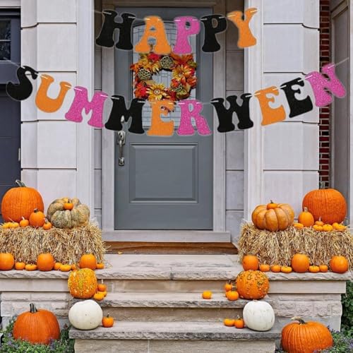 Orange Summerween Banner Halloween Decorations Indoor Outdoor Party Decor