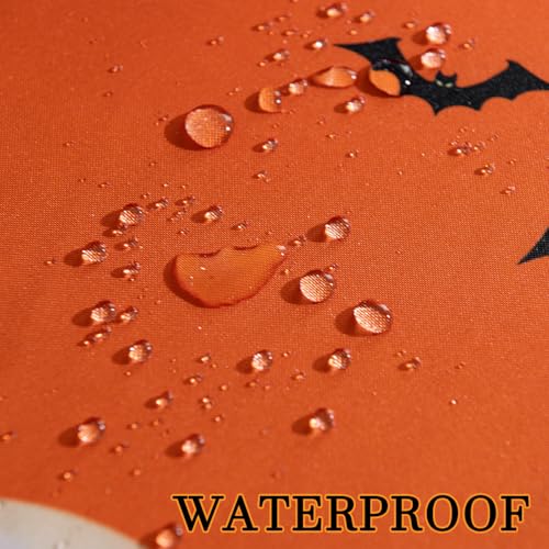 Halloween Tablecloth 60 Inch Round Castle Ghost Decor Orange Fabric