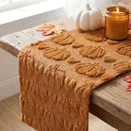Caramel Faux Fur Table Runner 13x48 Inch - Fall Home Decor