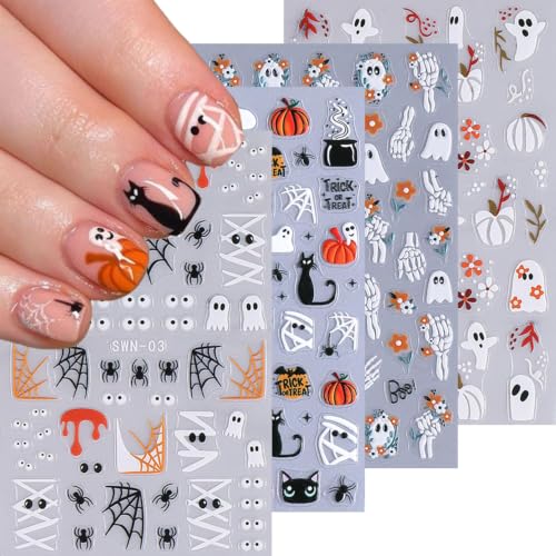 Halloween Ghost Mummy Nail Stickers Set - 4 Sheets Halloween01