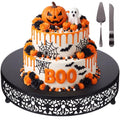Black Halloween Cake Stand 12 Inch with Cutter Spatula - Elegant Dessert Display