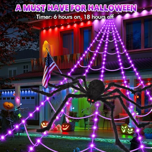 Halloween Spider Web Lights with 59