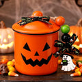 Orange Halloween Ceramic Pumpkin Candy Jar - Mini Cookie & Treat Canister