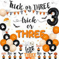 Halloween Trick or Three Party Decorations Kit with Banner Balloons & Cake Toppers
