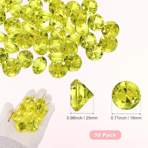 50-Pack Acrylic Diamond Gems 25mm Deep Yellow Party Favors & Decor
