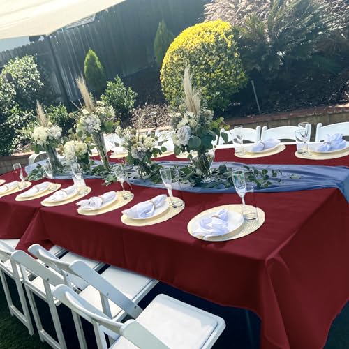 Burgundy Polyester Tablecloths 6 Pack 60 x 126 Inch Rectangular for Wedding & Party