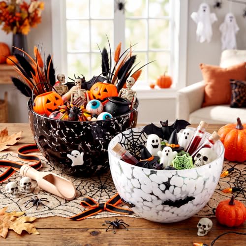 FoldTier 2 Pcs Halloween Glass Candy Bowls - Ghost & Bat Variation