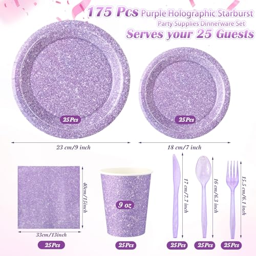Pastel Purple Party Plates Napkins Set - 175 Pieces Halloween Dinnerware