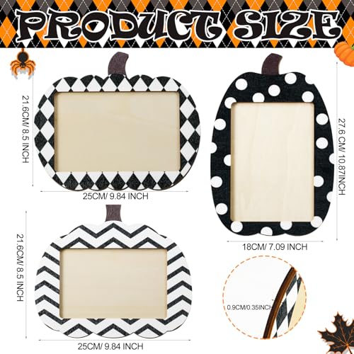 Halloween Pumpkin Picture Frame Set - Fall Table Decor, 3 Pieces, Simple Style